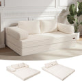 MeMoreCool Convertible Sofa Bed, Folding Floor Couch Bed Queen, Pull Out Sleeper Couch with Pillows, Fold Out Futon Sofa for Bedroom Living Room Small Space, Corduroy Beige