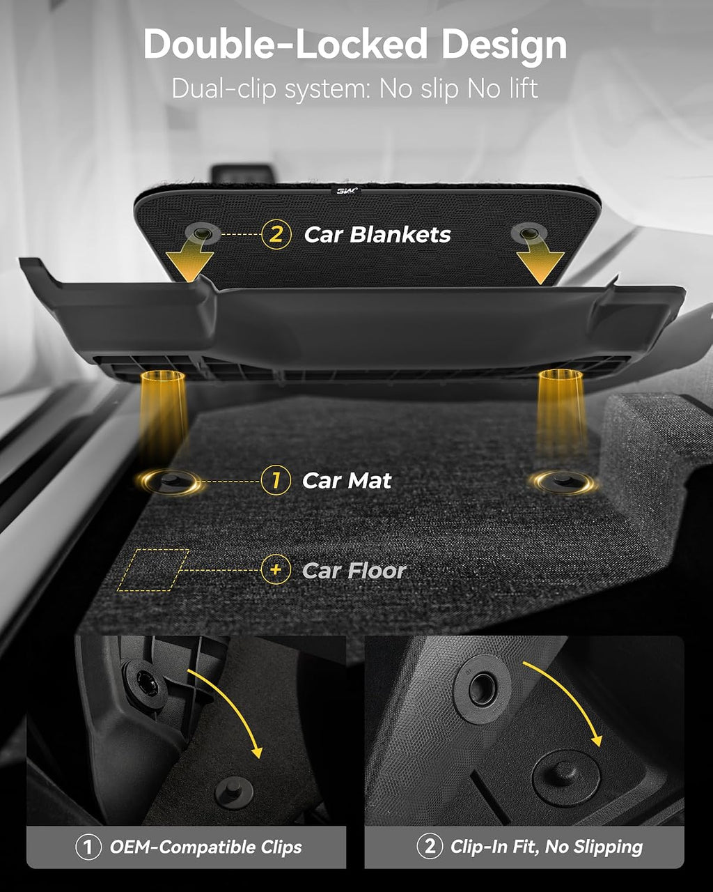 3W Floor Mats with Carpets for Mercedes Benz C-Class 2015-2021(for Sedan Only,Not fit Coupe and Cabriolet), TPE Floor Liner Thickened Carpet for Benz C Class C300/C400/C350e/C43 AMG/C63 AMG/C63 AMG S