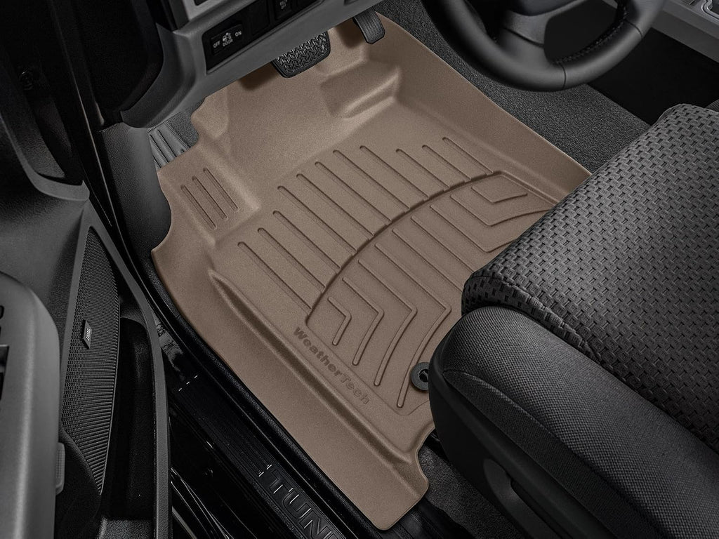 WeatherTech FloorLiner HP Custom Fit Floor Mats for Toyota Tundra, Sequoia - 1st Row (454081IM), Tan