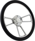 Boat Steering Wheel 14 Inch Aluminum With Black Vinyl Half Wrap, Horn Button, and Installation Adapter