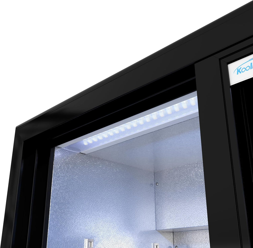 KoolMore BC-2DSL-BK Commercial-refrigerators, Double Sliding Door, Black, 7.4 cubic feet