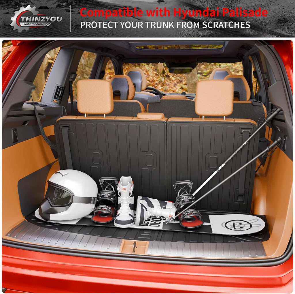 Floor Mats Compatible with 2026 Hyundai Palisade Gas 7 Seats Captain Chairs Cargo Mat Trunk Mat TPE Back Seat Cover Protector Palisade Accessories (Trunk Mat with Backrest Mats+Floor Mats)