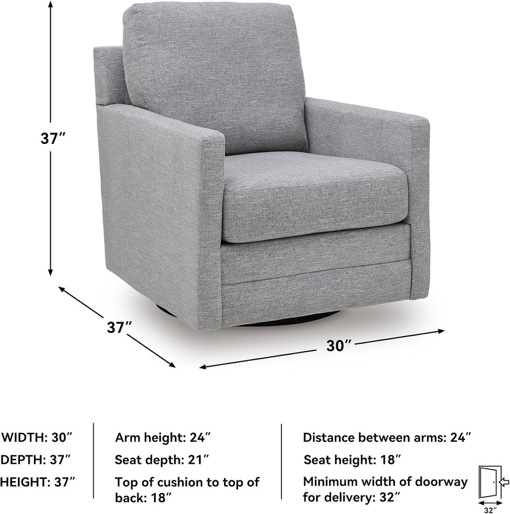 Signature Design by Ashley Freybourne Next-Gen Nuvella Casual Stain Resistant Swivel Accent Chair with Reversible Cushions, Light Gray