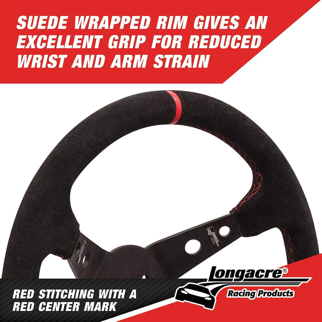 Longacre 52-56797 Pro Alum. Racing Wheel, Suede Rim, 15' Blk