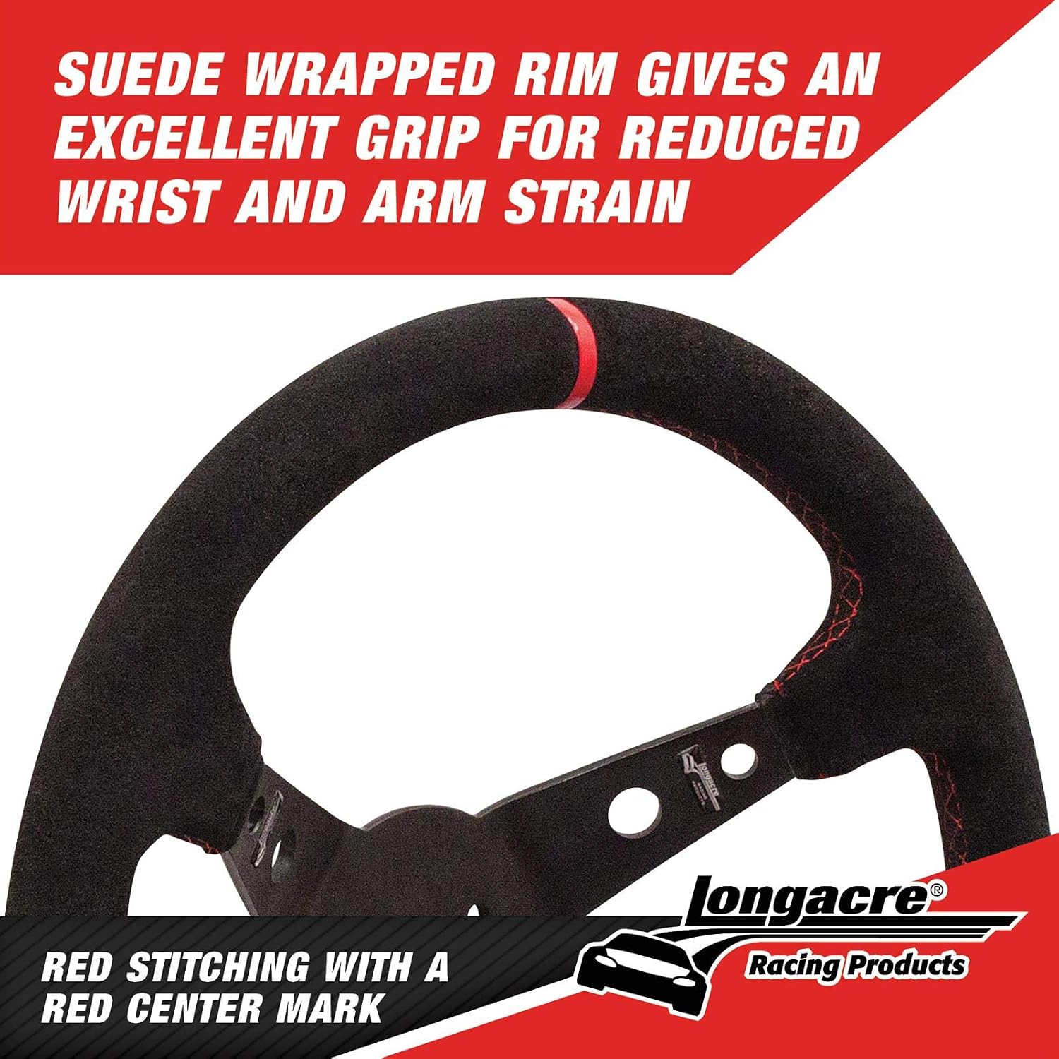 Longacre 52-56797 Pro Alum. Racing Wheel, Suede Rim, 15' Blk