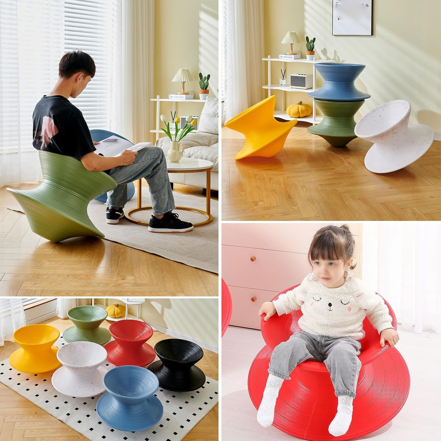 360° Swivel Gyro Chair, Autism Kids Swivel Chairs/Spinner Seat, One-Piece Molded Gyro Lounge Seat for Sense Training, Bedroom Living Room Camping Backyard Relaxation Chaise