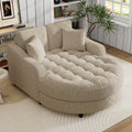 Merax 55' Modern Chaise Lounge Sofa Bed, Chenille Upholstered Couch with Tufted Seat and Removable & Adjustable Pillows for Living Room, Champagne