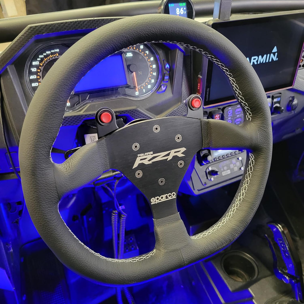 Sparco Polaris RZR Turbo S Steering Wheel and Sparco Hub Adapter, Leather Grip, Aluminum Frame, 6-Bolt Universal Pattern, Fits Polaris RZR, UTV, SXS,