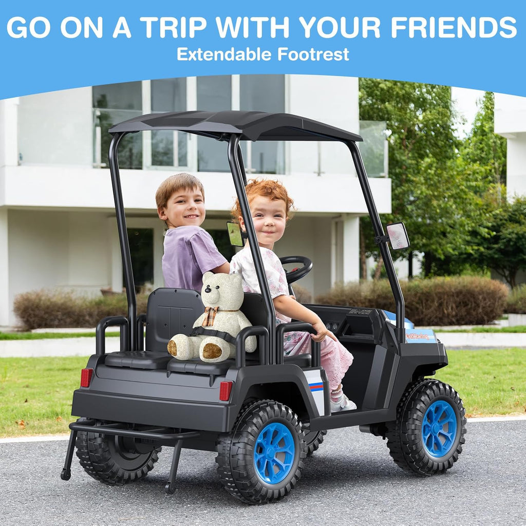 LIGIANT 24V Ride on Toys for Big Kids, 4-Seater Kids' Car, Golf Cart Max. Capacity: 264 Lbs(4 Kids), 4WD Ride on Car w/Remote Control, Detachable Awning, Spring Suspension, Music/Story/Power Display