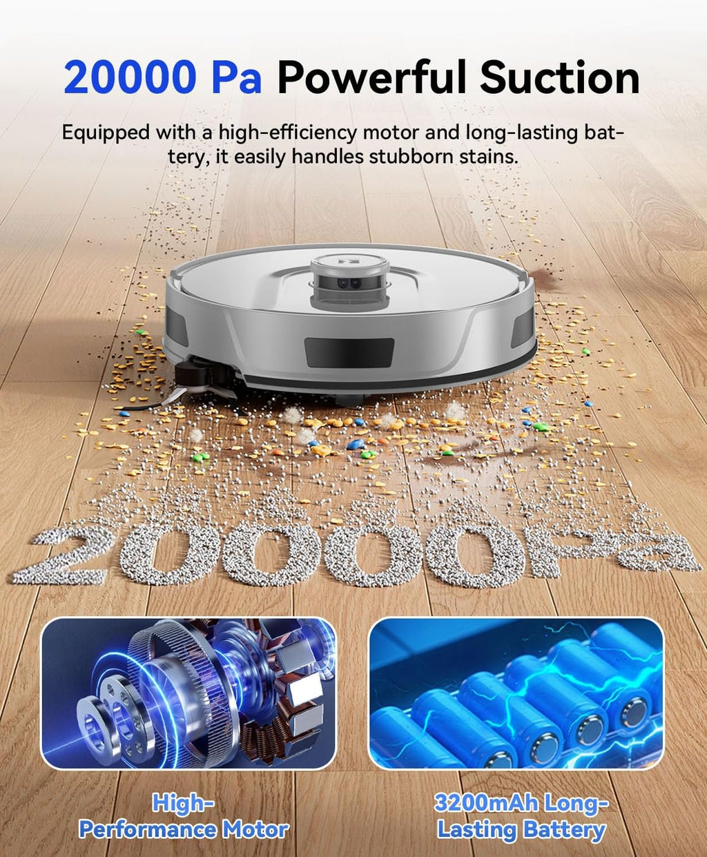 Robot Vacuum 20,000 Pa Robot Vacuum and Mop,90 Day Self Emptying Vacuum Robot,Lidar Navigation,5G/2.4GWiFi APP Aspirateur Robot,Self-Charging Robot Vacuums for Pet,Floor,Carpet Gray R11