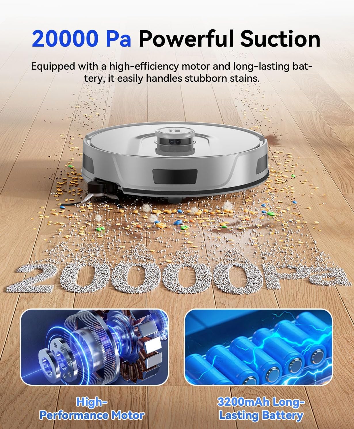Robot Vacuum 20,000 Pa Robot Vacuum and Mop,90 Day Self Emptying Vacuum Robot,Lidar Navigation,5G/2.4GWiFi APP Aspirateur Robot,Self-Charging Robot Vacuums for Pet,Floor,Carpet Gray R11