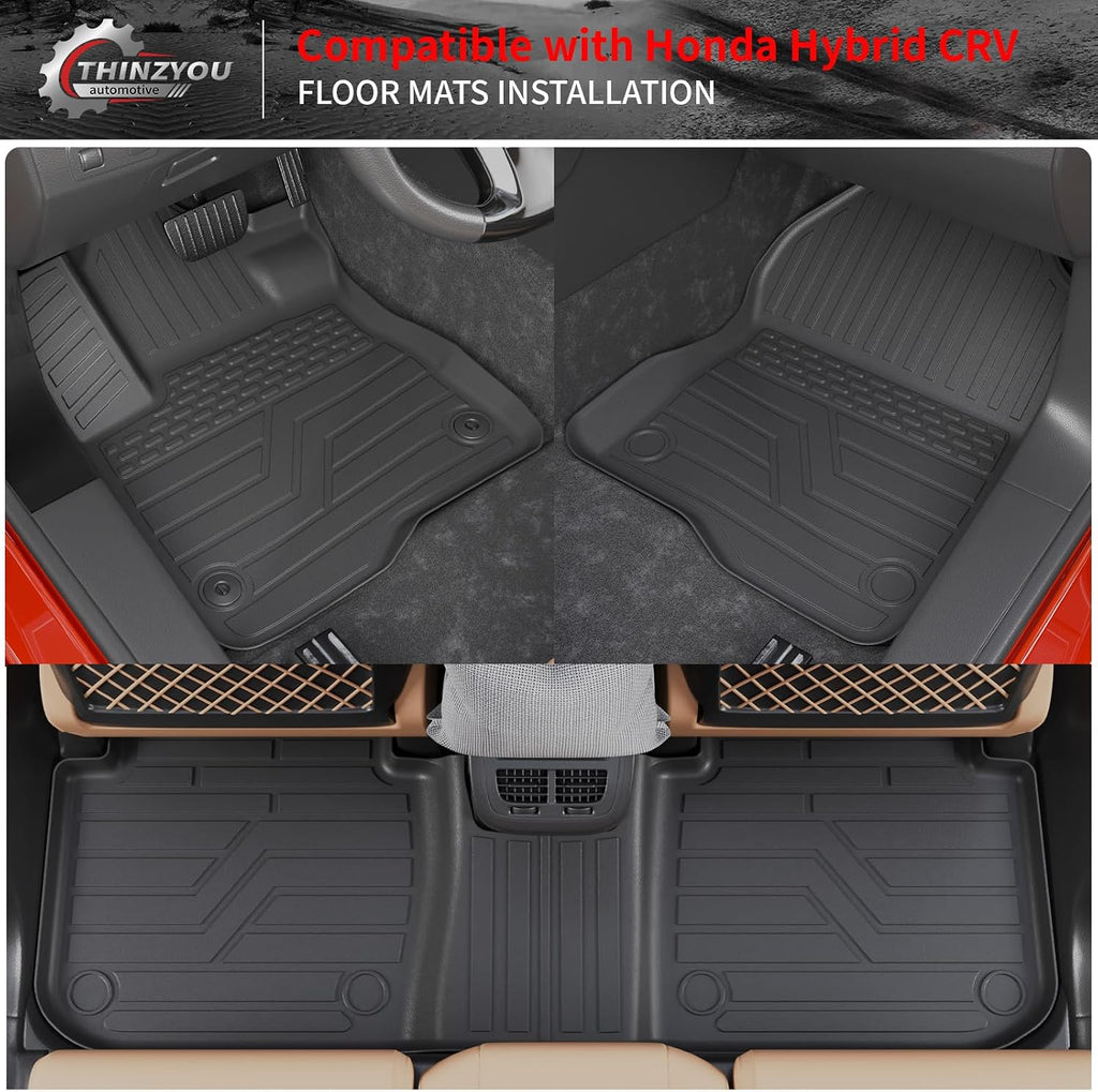 Floor Mats Compatible with 2023 2024 2025 2026 Honda CRV (Include Hybrid) Trunk Mat Cargo Liner All Weather Back Seat Cover CR-V Accessories (Upper Deck, Trunk Mat+Backrest Mats+Floor Mats)
