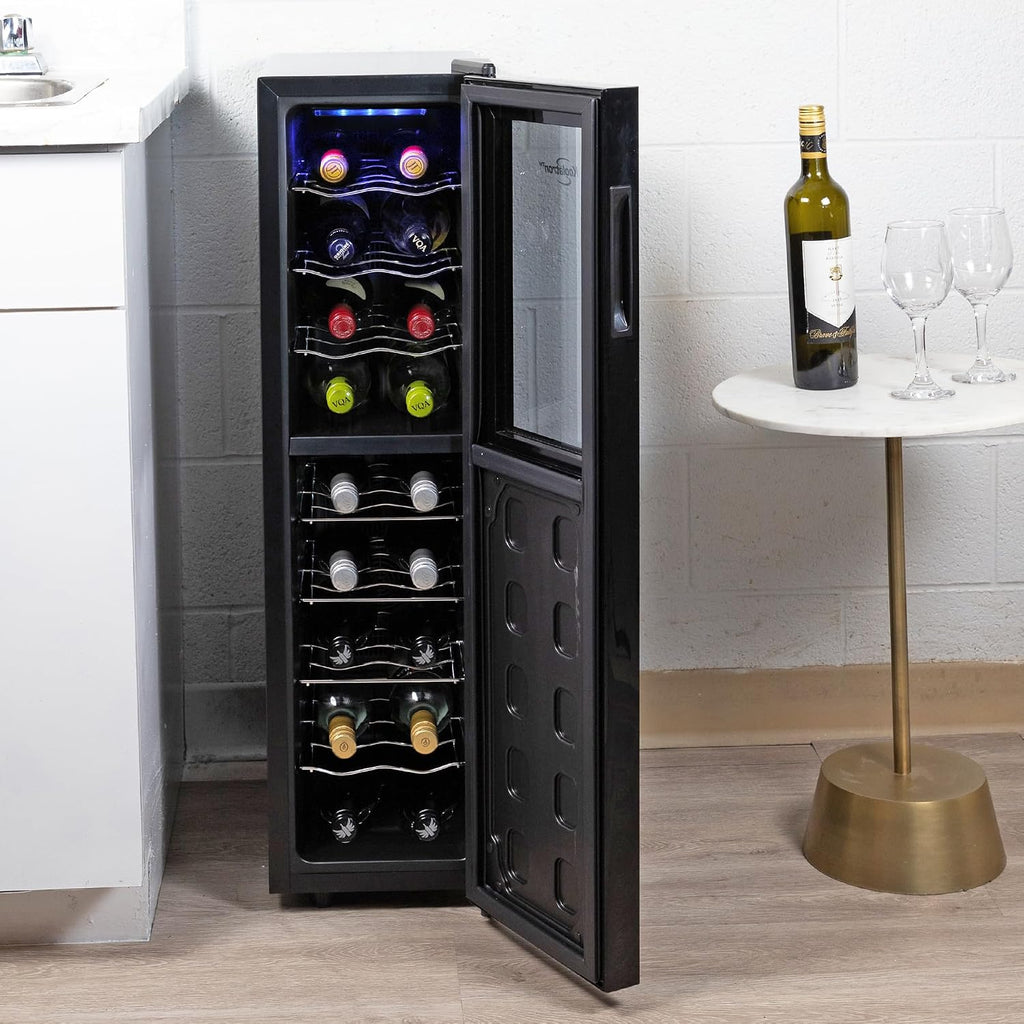 Koolatron Urban Series 18 Bottle Slim Dual Zone Wine Cooler, Thermoelectric Wine Fridge, Freestanding Wine Refrigerator for Home Bar, Kitchen, Apartment, Condo, Cottage