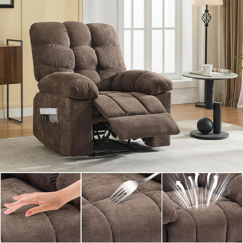21.4in Wide Rocking Recliner Chair,Massage & Heat Recliner Chair for Adults,Home Theater Seating with Lumbar Support,Nursery Rocking Chairs for Living Room