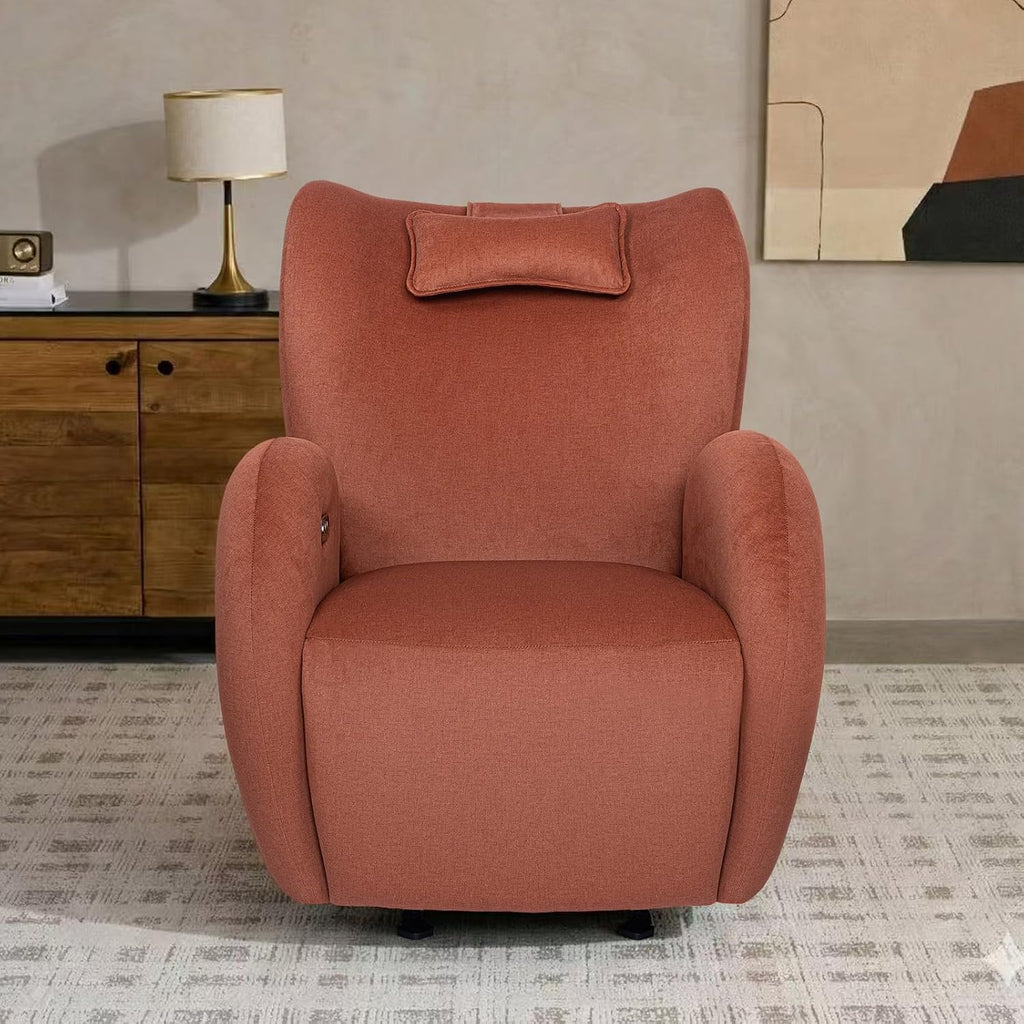 EONIX Stylish Power Glider Rocker Recliner Chair, Dual Motor Independently Controlled Footrest and Backrest, Detachable Headrest, Lazy Boy Recliner Chair for Living Room, SXXY010, Brick Red