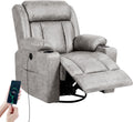 LAFWELL Retro Rocking Recliner Chair, Massage Rocker Recliner Chair with Vibration Massage and Heat, USB and Type-C Ports,360° Swivel Chairs, Living Room, Bedroom, Nursery, RV, Light Grey