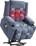 Power Lift Recliner Chair for Elderly Adults 8-Point Massage Lumbar Heating 90/120/150° 3 Recline Positions Motorized Lift Assist Remote Control 2 Side Pockets 2 Cup Holders USB Charging Ports