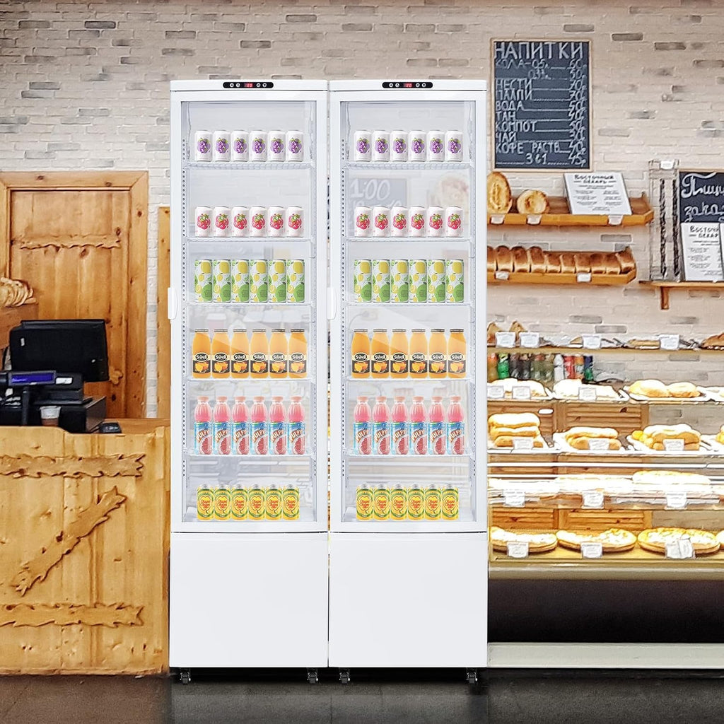 Commercial Display Refrigerator, 10.9 Cu.Ft Beverage Cooler with Glass Door, LED Lighting, 5 Shelves, Merchandiser Fridge for Restaurant, Bar, Cafe, Convenience Store