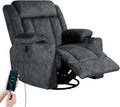 LAFWELL Retro Rocking Recliner Chair, Massage Rocker Recliner Chair with Vibration Massage and Heat, USB and Type-C Ports,360° Swivel Chairs,Living Room, Bedroom, Nursery, RV, Dark Grey