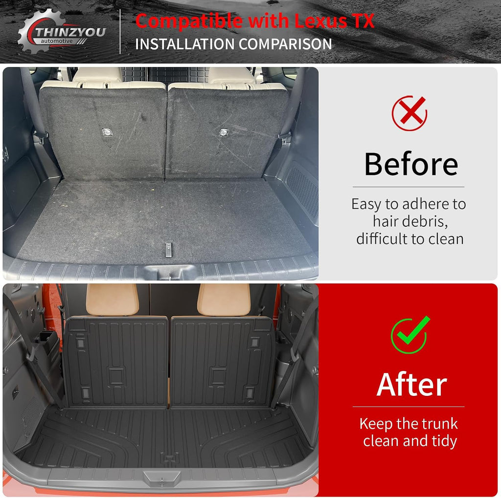 Floor Mats Compatible with 2024 2025 2026 Lexus TX350 TX500h TX550h+ 6&7 Seats Cargo Mat Trunk Liner Back Seat Cover All Weather TX Accessories (Floor Mats+Trunk Mat with Backrest Mat)