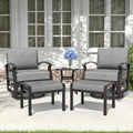 Kurapika 5 Pieces Patio Furniture Set, Outdoor Aluminum Rocking Chair, Patio Bistro Set Swivel Gliders Rocker with Thickened Cushions and Side Table(Grey)