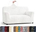 PAULATO BY GA.I.CO. Stretch Sofa Slipcover 1-Piece Elastic Couch Covers for 3-Seater & 4-Seater Sofa Loveseat Armchair Non-Slip Cover Machine Washable Protector – Crisp White (40'-63' Wide)