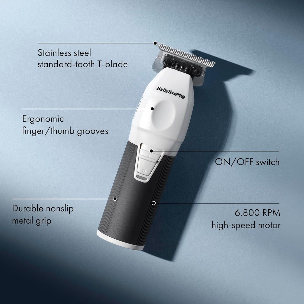 BaBylissPRO COREFX Professional Cordless Beard Trimmer for Men with High-Speed 6,800 RPM Motor and Stainless Steel T-Blade for Precision Detail Work