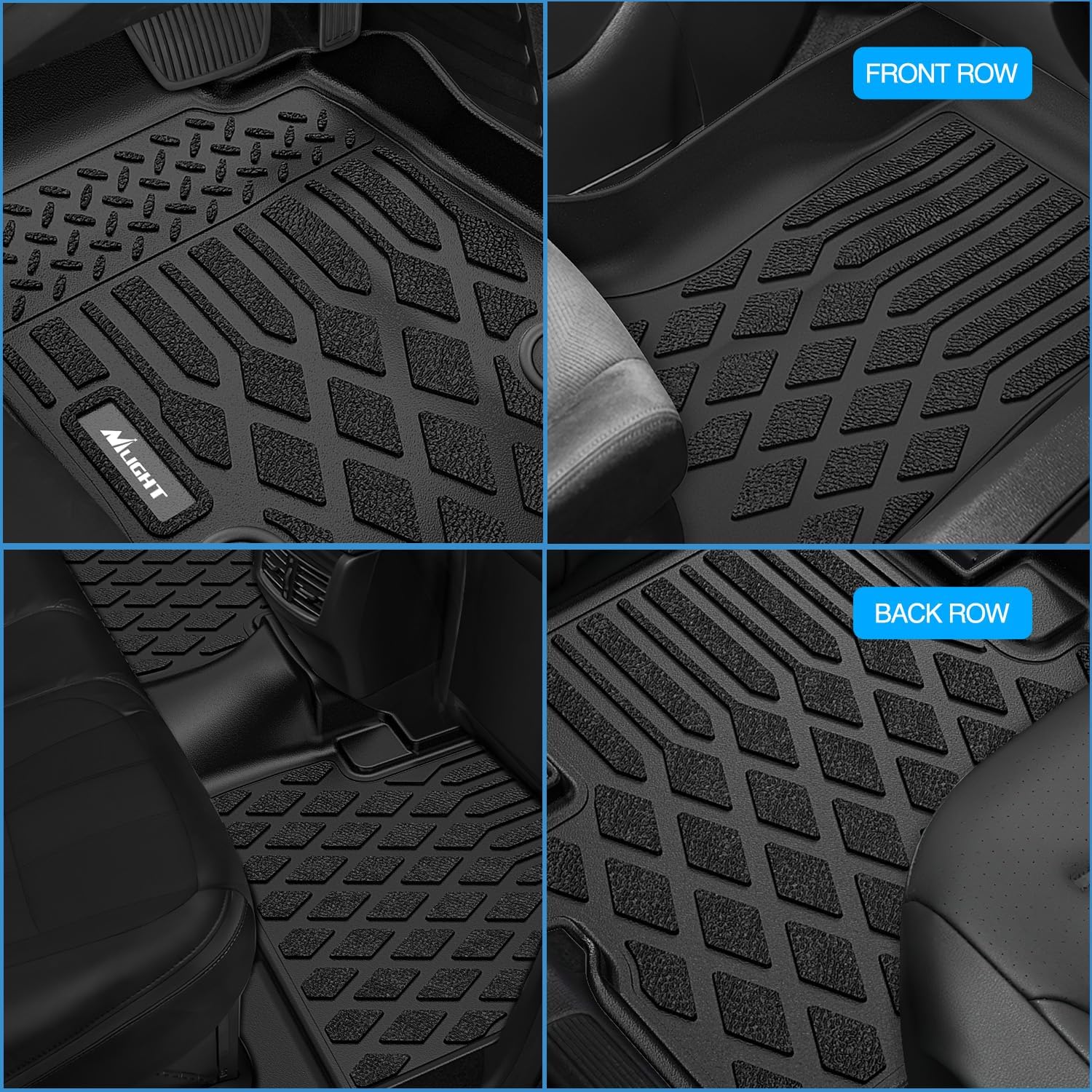 Nilight TPE Floor Mats for Ford Expedition Max Lincoln Navigator L 7 Seats 2025 2026 All Weather Custom Fit Heavy Duty Floor Liners