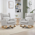 HCHAIRH Nursery Rocking Chairs, Rocking Chair Nursery for Mom Nursery Rocker with High Backrest and Solid Wood Legs, Modern Wingback Accent Chair Set of 2 for Reading Living Room Bedroom, Light Grey