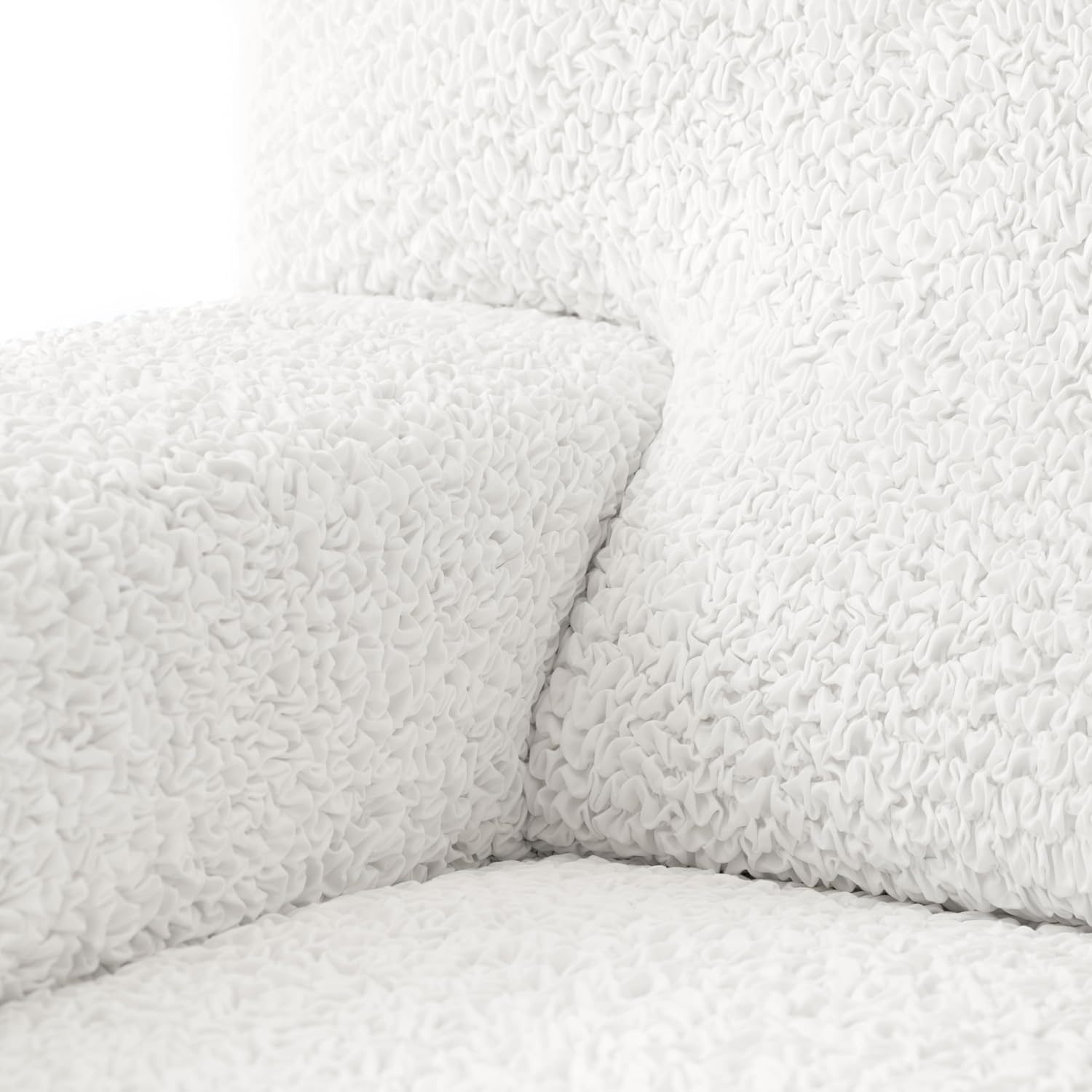 PAULATO BY GA.I.CO. Stretch Sofa Slipcover 1-Piece Elastic Couch Covers for 3-Seater & 4-Seater Sofa Loveseat Armchair Non-Slip Cover Machine Washable Protector – Crisp White (40'-63' Wide)