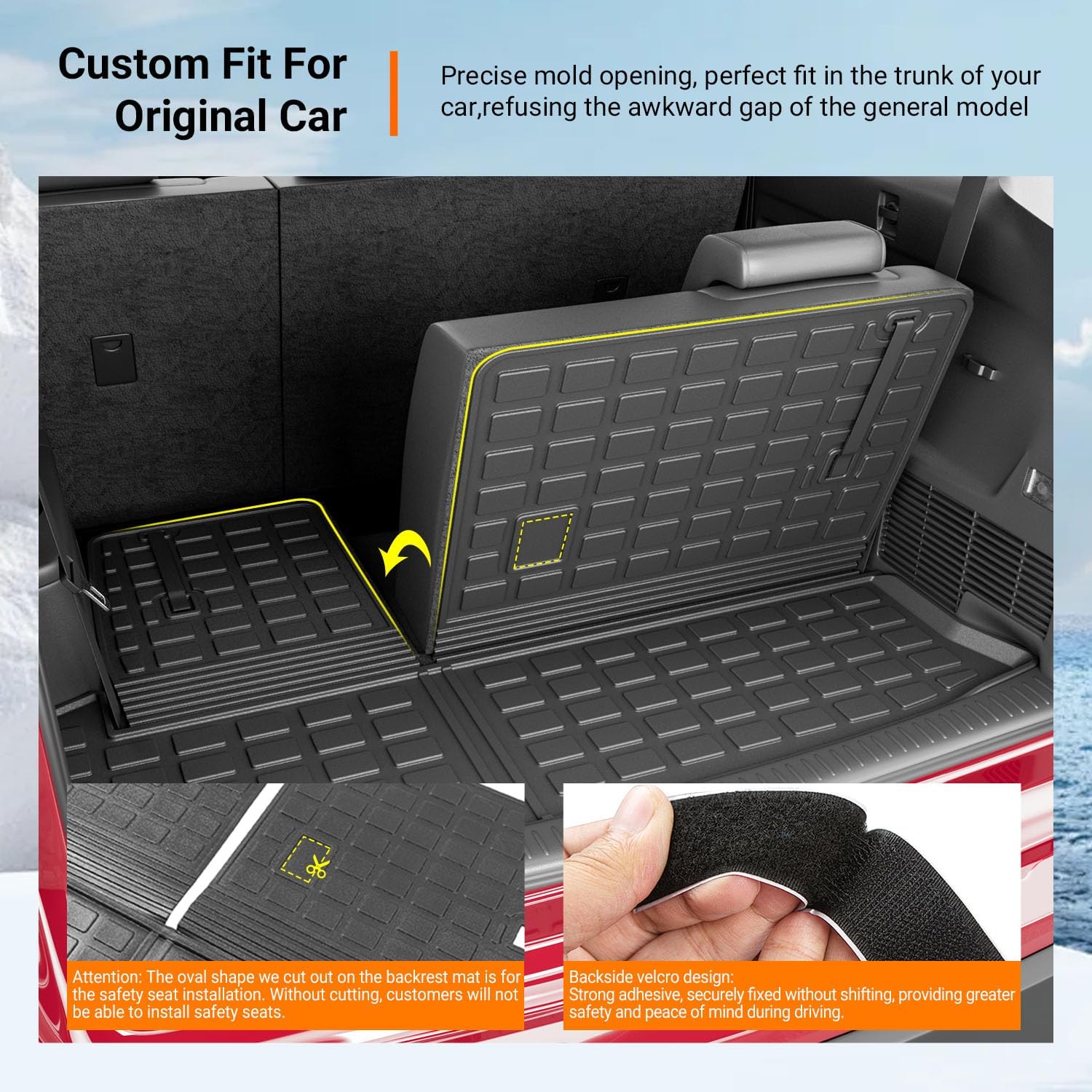 powoq Floor Mat Compatible with 2014-2019 Toyota Highlander Cargo Mat TPE All Weather Protection Cargo Liner Trunk Liner Replacement for 2014-2019 Toyota Highlander Accessories