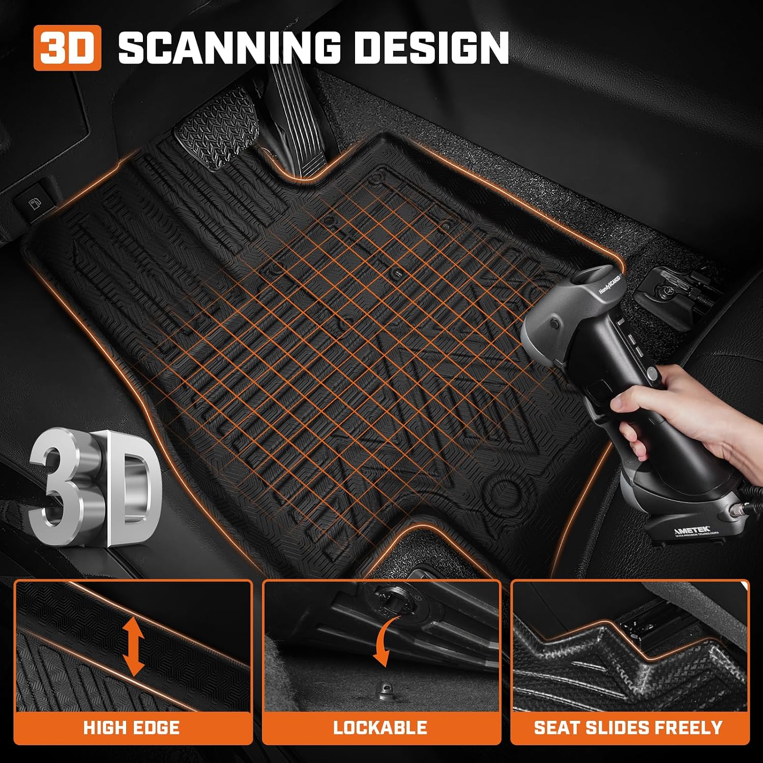 Mixsuper Floor Mat & Cargo Liner for Toyota Grand Highlander 2024-2026(7/8 Seats),All Weather Floor Liner with Backrest Protectors and Rear Door sill Trim Highlander Accessories,Full Set Car Mats