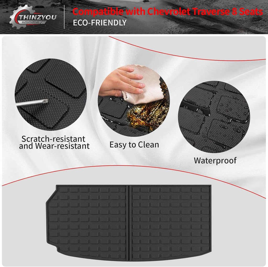 8 Seats Floor Mats Compatible with 2024 2025 2026 Chevy Traverse&GMC Acadia Cargo Liner Back Seat Cover Protector Caogo Mats 24-25 Chevrolet Traverse Accessories (Floor Mats Set of 9PCS)