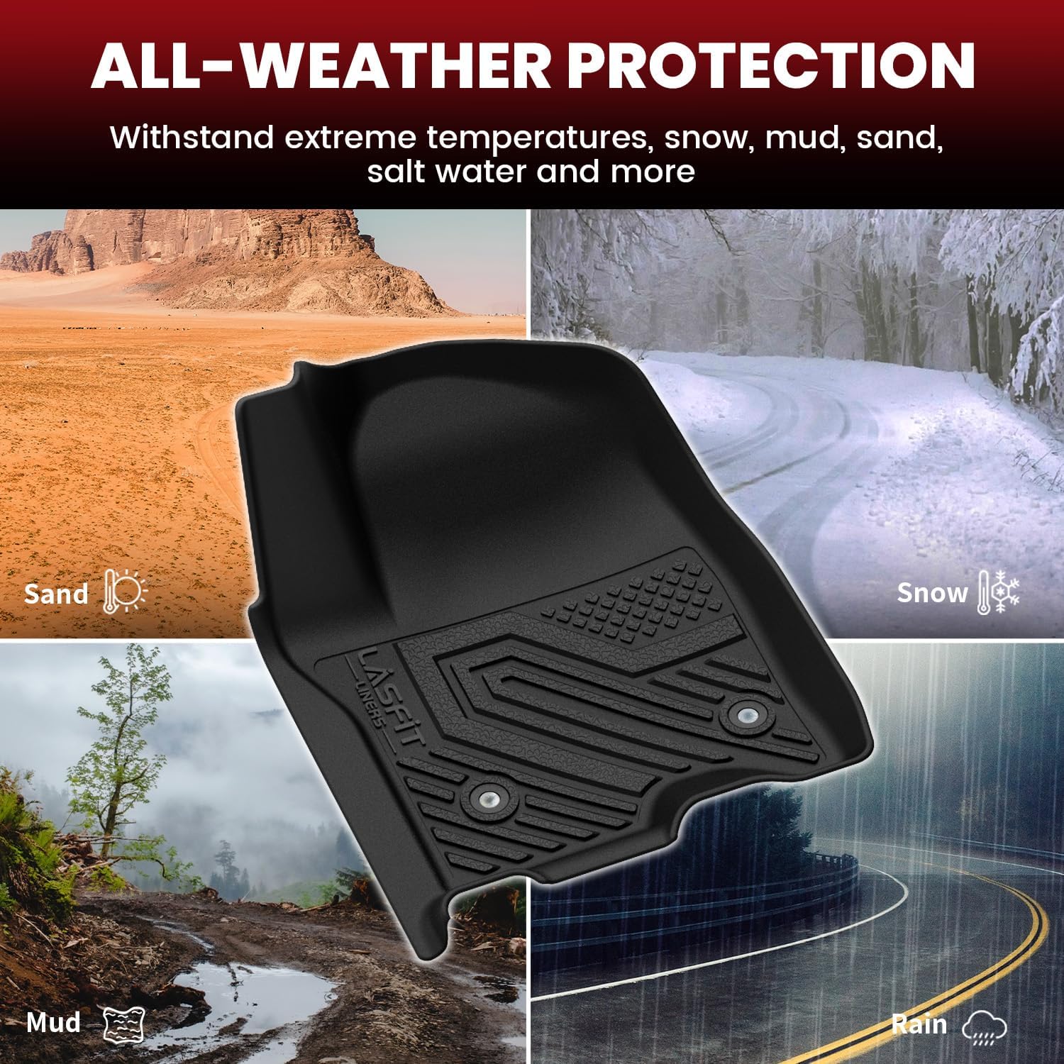 LASFIT Floor Mats 2021-2026 & Only 8 Seats (Not for 7/9 Seats) for Chevrolet Chevy Suburban/GMC Yukon XL (Only Yukon XL, Not Fit Yukon)/Cadillac Escalade ESV (Only Escalade ESV, Not Fit Escalade)