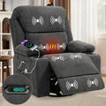 Power Recliner with Rocking, Swivel & Glider - Nursery Chair with One-Touch Button, Vibrating Massage & Heat, USB Charging Ports, Perfect for Nursery, Living Room, or Bedroom Relaxation, Dark Gray