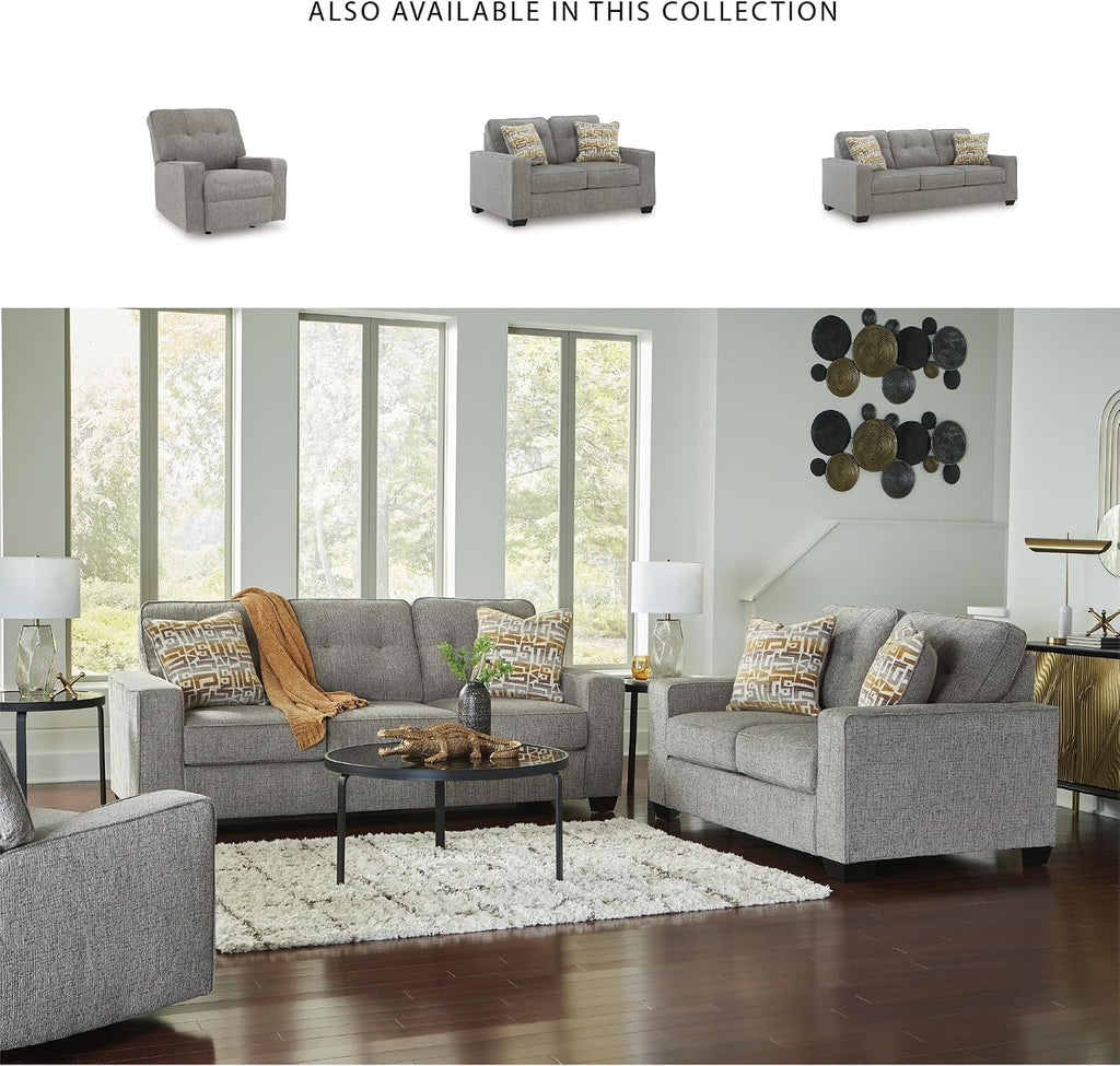 Signature Design by Ashley Fanciful Classic Sofa with Tufted Cushion and Removable Cushion, Light Gray
