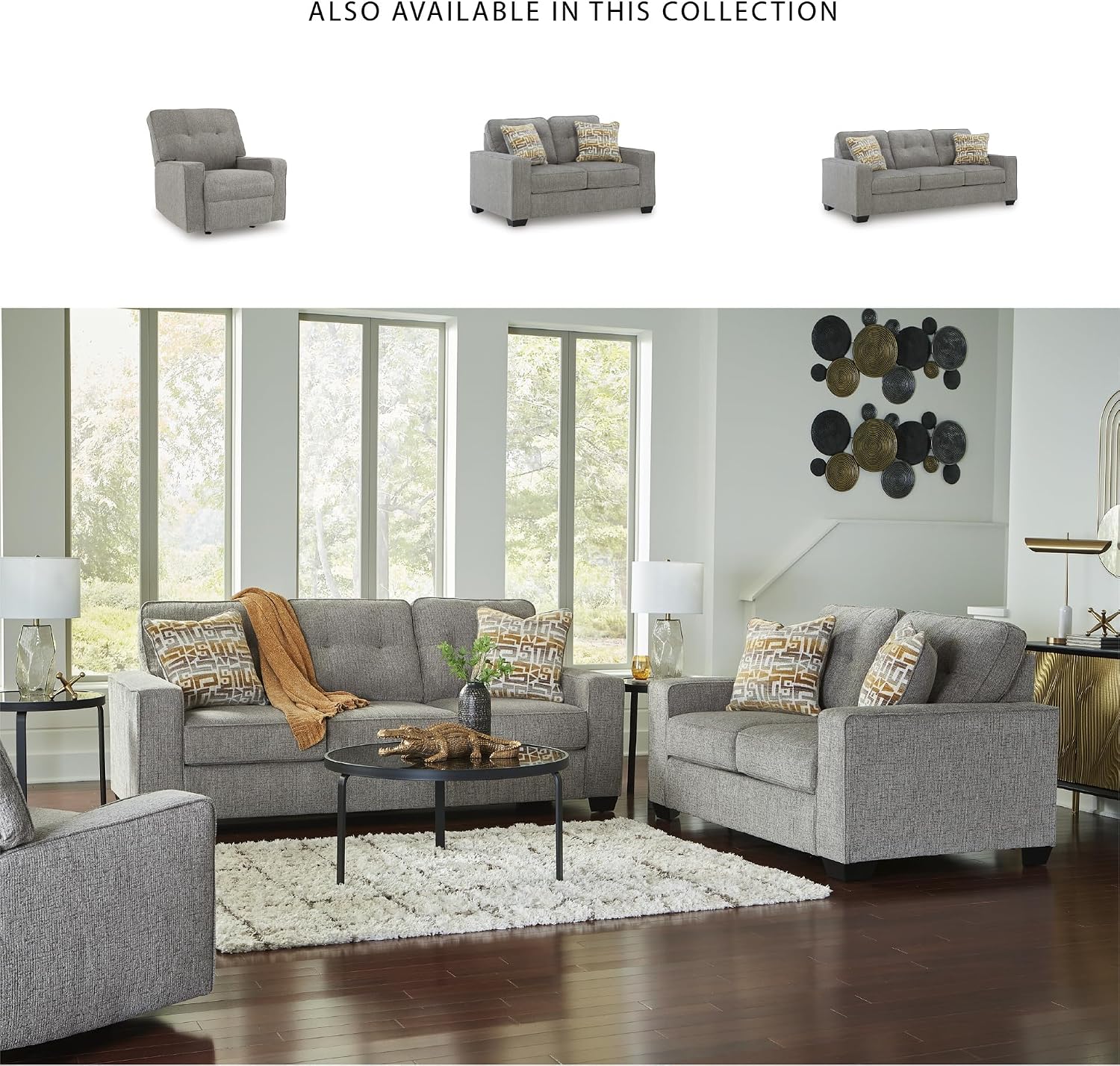 Signature Design by Ashley Fanciful Classic Sofa with Tufted Cushion and Removable Cushion, Light Gray