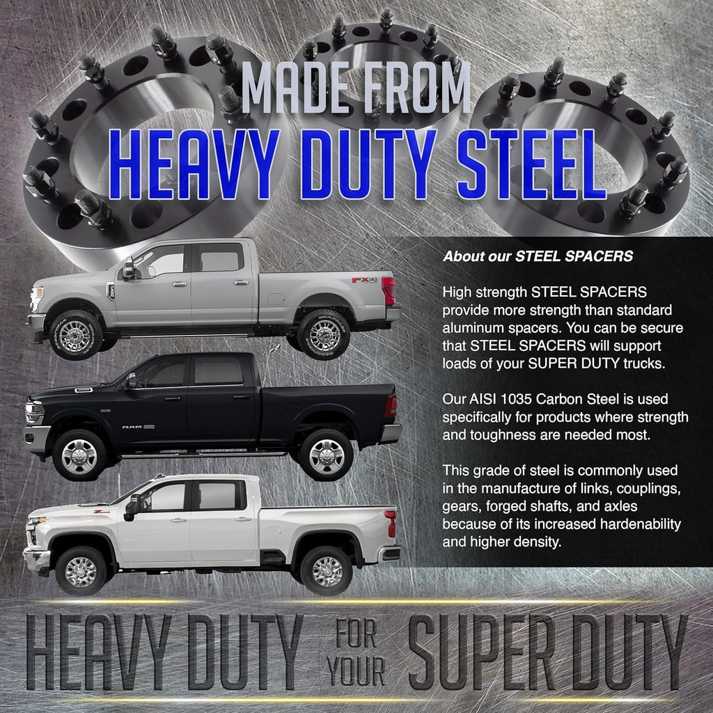 Wheel Accessories Parts 2 Pcs Steel Wheel Spacers 8 on 6.50 8x6.50 2.00 Inch Thick 121.3mm Hub M14x1.5 14x1.5 Thread Stud Fits Ram 2500 3500 Single Rear Wheel ｜ Dually Rear Wheel Vehicles F&R