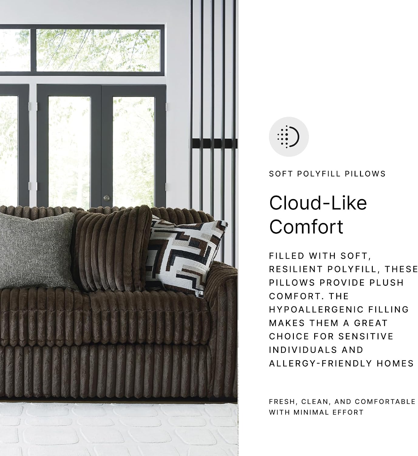 Signature Design by Ashley Midnight-Madness Modern Anti Sage Sofa with Reversible Cushions, Dark Brown