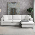 Tmsan 100.4' Modular Sectional Sofa Cloud Couch for Living Room, Modern Convertible L Shaped Couch Set with Ottoman, 4 Seater Polyester Fabric Sofa with 2 Pillows for Apartment Office (White)