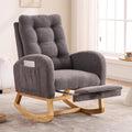 Nursery Rocking Chair,Rubber Wood Base Glider Rocking Chair with Adjustable Footrest and Side Pocket,Teddy Fleece Glider Rocker for Living Room, Bedroom (Teddy Fleece, Dark Gray)