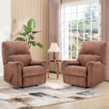 CANMOV Rocker Recliner Chair for Adults Set of 2,Manual Recliner Chair with Overstuffed Backrest and Armrests, Soft Fabric Manual Rocking Reclining Sofa for Living Room,Brown