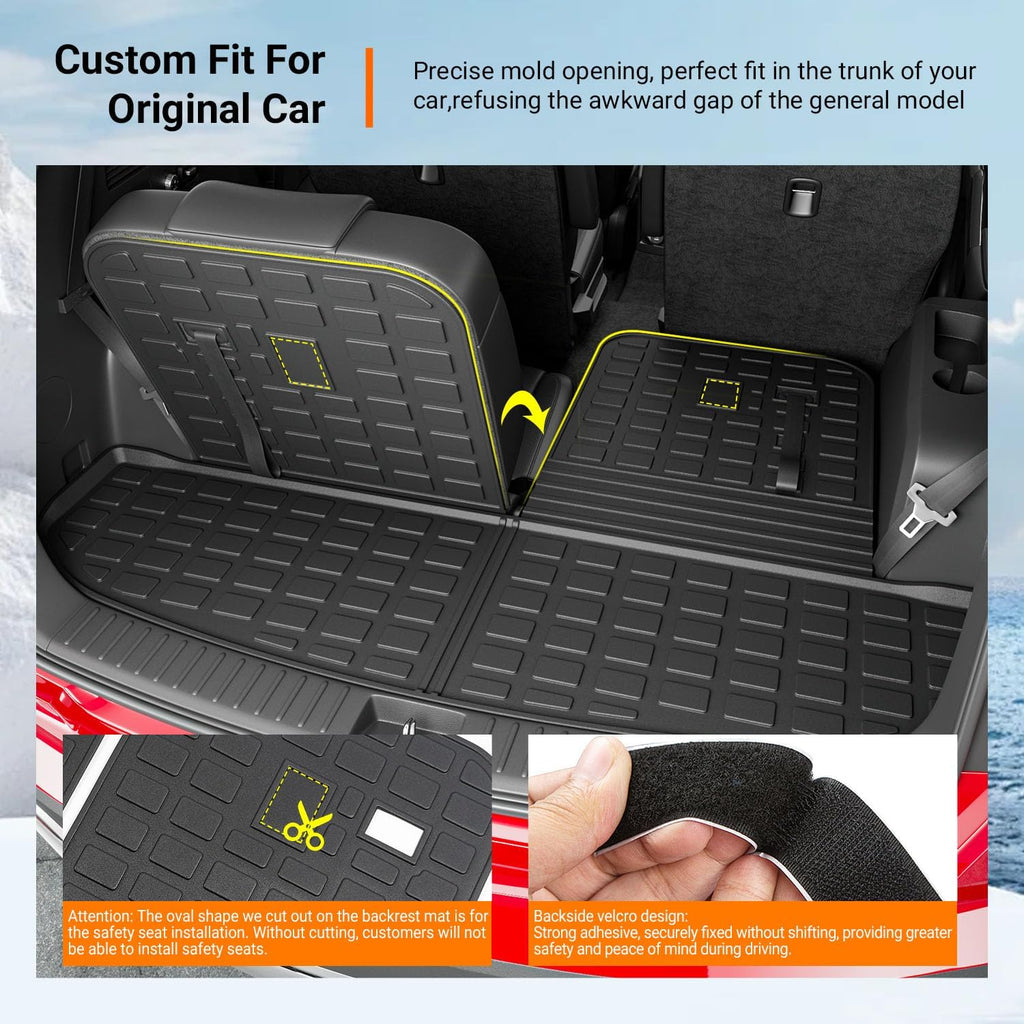 powoq Floor Mats Compatible with 2021-2026 KIA Sorento Cargo Liner Backrest Mats TPE Replacement for 2021 2022 2023 2024 2025 2026 KIA Sorento Accessories (Trunk Mat with Backrest Mats+Floor mats)