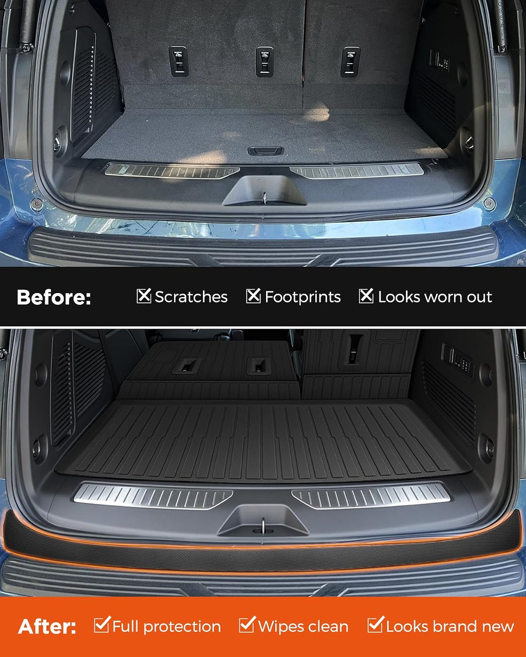 Floor Mats for Chevy Tahoe for GMC Yukon 2021-2026 (Fit 7 Seats), All-Weather Floor Mats, Cargo Liner, Backrest Mats & Door Sill Guards for Tahoe for Yukon Denali Accessories 2021-2025 2026