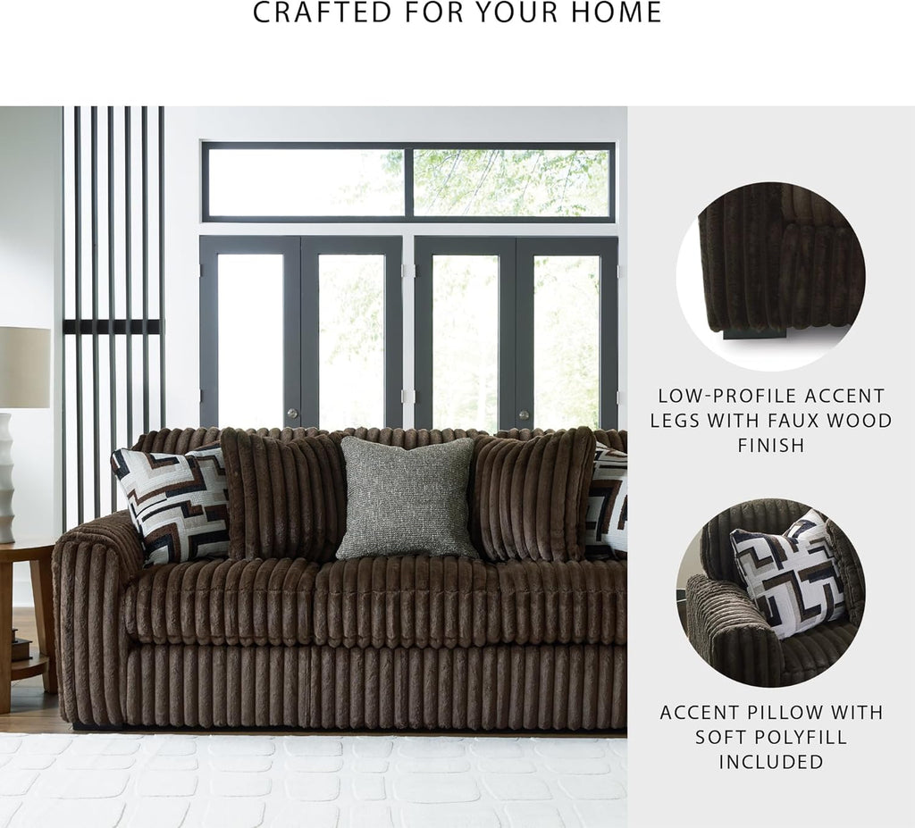 Signature Design by Ashley Midnight-Madness Modern Anti Sage Sofa with Reversible Cushions, Dark Brown