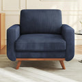 Vesgantti 38.5' Accent Chair Dark Blue, Comfy Corduroy Single Sofa Seat with Spring Cushion, Upholstered Armchair with Deep Seat, Reading Chair for Adults, Modern Sofa for Living Room, Bedroom