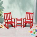 WestinTrends Malibu 3-Piece Kids Outdoor Rocking Chairs Set with Kids Square Side Table, Red