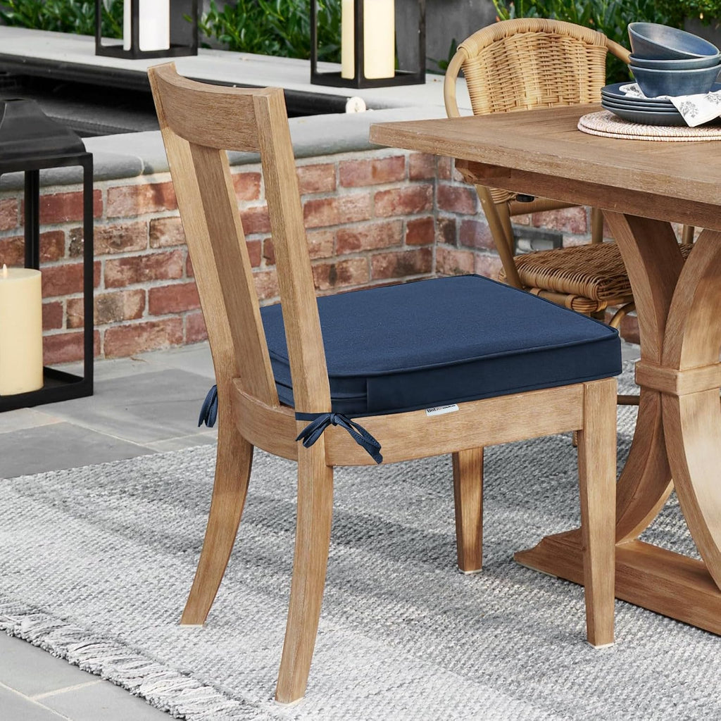 Unimatta Sunbrella Round Corner Seat Cushions, 17' x 16' x 2', Set of 4, Indoor Outdoor Water Repellent Universal Chair Pads with Ties for Patio Furniture, Garden Dining Chairs, Specrtum Indigo