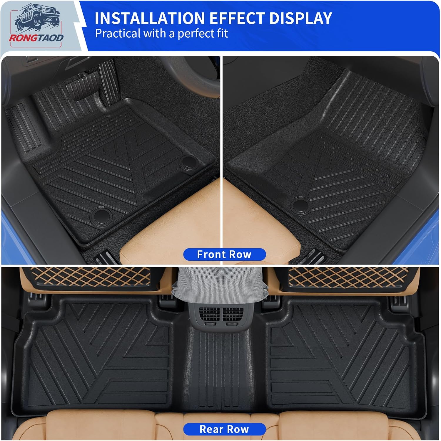 Rongtaod Floor Mats Compatible with 2022-2026 Hyundai Tucson Cargo Mat TPE Trunk Mat Cargo Liner All Weather Back Seat Cover Protectors 2025 Tucson Accessories (Backrest Mats+Trunk mat+Floor Mats)