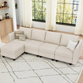 Belffin Modular Sectional Sofa Couch with Reversible Chaise Velvet L Shaped Storage 4-seat Convertible Beige